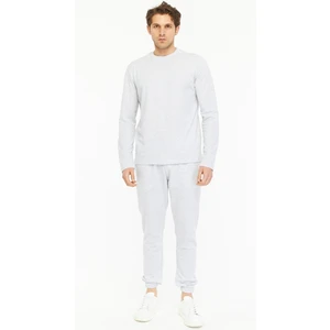 Erkek Bisiklet Yaka Uzun Kollu Regular Fit Basic Tişört Kar Melanj