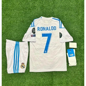 Real Madrid 2018 Finali Cristiano Ronaldo Çocuk Forması Şort Çorap Bileklik 4'lü Set