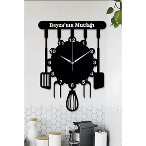 Ensa Design Kişiye Özel Mutfak Saati Dekoratif Ahşap Mutfak Saati 40X30CM