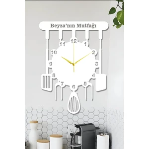 Ensa Design Kişiye Özel Mutfak Saati Dekoratif Ahşap Mutfak Saati 40X30CM