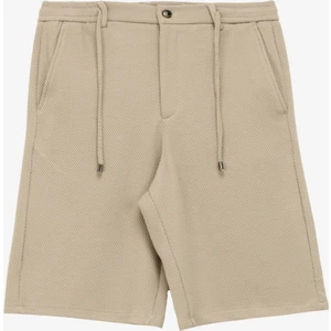 Bağlamalı Bel Basic Bej Erkek Bermuda Şort F4SM-SHT-0757