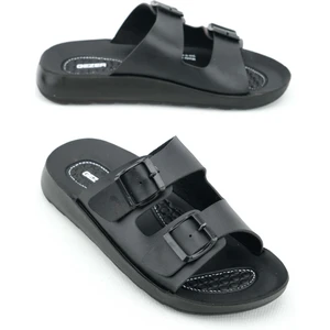 Yazlık Kadın Rahat Taban Suni Deri Çift Toka Ayarlanabilir Günlük Terlik