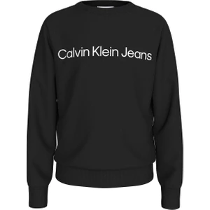Calvin Klein Düz Erkek Çocuk Siyah Sweatshırt Inst. Logo Regular Cn
