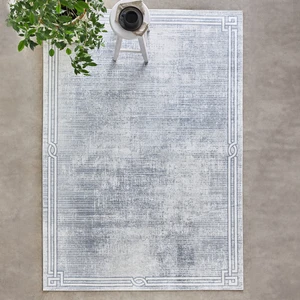 Kaşmir Halı Sare By Kaşmir Halı Bordure Grey Yıkanabilir Kaymaz Taban 160X230 cm Salon Mutfak Halısı Yolluk Kilim