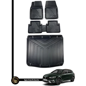 Black Gold Fiat Egea Cross 3D Anka Oto Paspas ve Araca Özel Kauçuk Bagaj Havuzu Set