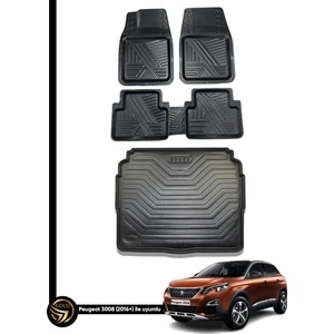 Black Gold Peugeot 3008 3D Anka Oto Paspas ve Araca Özel Kauçuk Bagaj Havuzu Set