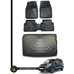Black Gold Fiat Fiorino 3D Anka Oto Paspas ve Araca Özel Kauçuk Bagaj Havuzu Set