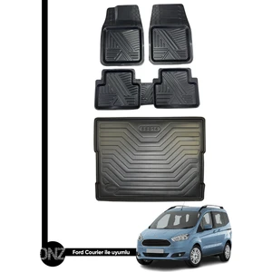 Black Gold Ford Courier 3D Anka Oto Paspas ve Araca Özel Kauçuk Bagaj Havuzu Set