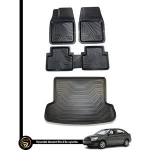 Black Gold Hyundai Accent Era 3D Anka Oto Paspas ve Araca Özel Kauçuk Bagaj Havuzu Set