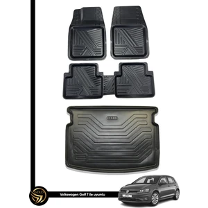 Black Gold Volkswagen Golf 7 3D Anka Oto Paspas ve Araca Özel Kauçuk Bagaj Havuzu Set
