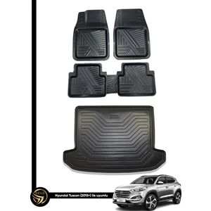 Black Gold Hyundai Tucson 2015+ 3D Anka Oto Paspas ve Araca Özel Kauçuk Bagaj Havuzu Set
