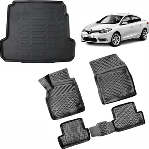 Renault Fluence 3D Havuzlu Paspas ve Bagaj Havuzu Set Siyah