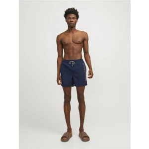 Jack & Jones Regular Fit Yazılı Lacivert Erkek Deniz Şortu 12253118