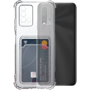 Case World Caseworld Xiaomi Redmi 9t Kapak Kamera Korumalı Kartlıklı Darbe Emici Özellikli Şeffaf Silikon Kılıf