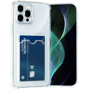 Case World Caseworld Apple iPhone 15 Pro Max Kapak Kamera Korumalı Kartlıklı Darbe Emici Özellikli Şeffaf Silikon Kılıf
