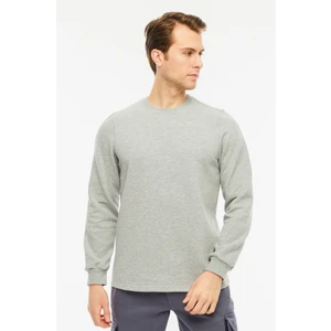 Sweatshirt Bisiklet Yaka Içi Polarlı 3 İplik Pamuklu Normal Kesim Erkek Gri