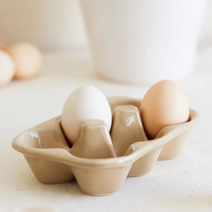 Beige & Stone Seramik Yumurtalık Saklama Servis Kabı