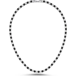Merano Design 4mm Siyah-Beyaz Su Yolu Kolye