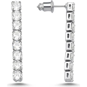Merano Design 4 mm Rhodium Su Yolu Küpe