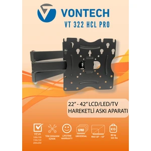 VT-322 Hcl Pro 22" - 42" Lcd/led Tv - Full Hareketli Tv Askı Aparatı