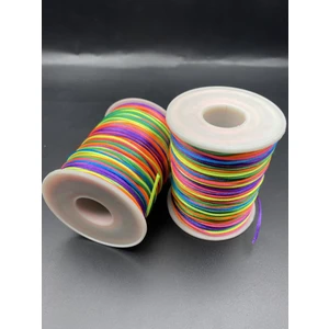 Hedef Bijuteri 10 Metre Floş Ip, Gökkuşağı Mix Karışık Renk Floş Ip, 1mm Floş Ip /sıçan Kuyruğu Takı Bileklik Ipi