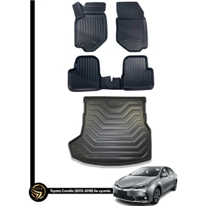 Toyota Corolla 2013-2020 Arası Birebir Uyumlu 3D Paspas + Bagaj Havuzu İkili Set