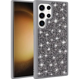 Case 4u Galaxy S23 Ultra Kılıf Parlak Taşlı Tasarım Pırlanta Kapak Gri