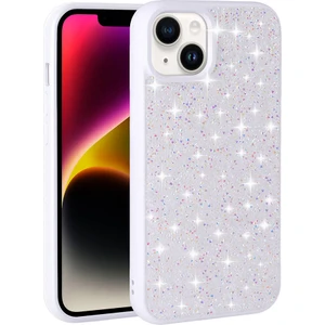 Case 4u Apple iPhone 14 Kılıf Parlak Taşlı Tasarım Pırlanta Kapak Beyaz