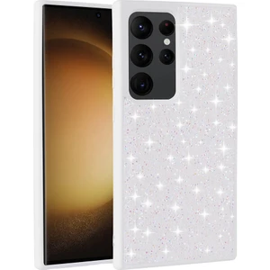 Case 4u Galaxy S24 Ultra Kılıf Parlak Taşlı Tasarım Pırlanta Kapak Beyaz