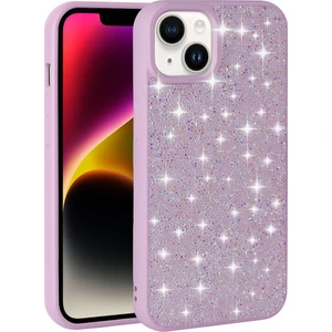 Case 4u Apple iPhone 13 Kılıf Parlak Taşlı Tasarım Pırlanta Kapak Lila