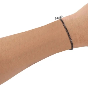 3 mm Black Ice Siyah Çelik Erkek Bileklik EU94SY-3