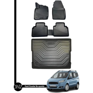 Ford Courier (2014-2021) 4.5D Havuzlu Paspas + Elmas Kesim Bagaj Havuzu