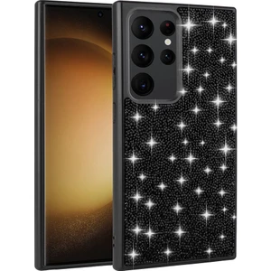 Case 4u Galaxy S24 Ultra Kılıf Parlak Taşlı Tasarım Pırlanta Kapak Siyah