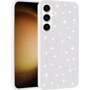 Case 4u Galaxy S24 Plus Kılıf Parlak Taşlı Tasarım Pırlanta Kapak Beyaz