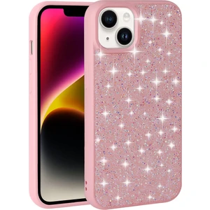 Case 4u Apple iPhone 14 Kılıf Parlak Taşlı Tasarım Pırlanta Kapak Pembe