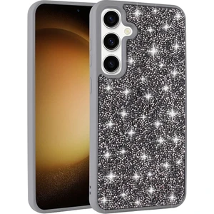Case 4u Galaxy S24 Plus Kılıf Parlak Taşlı Tasarım Pırlanta Kapak Gri