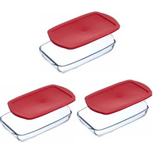 Borcam Kırmızı Kapaklı Dikdörtgen Saklama Kabı