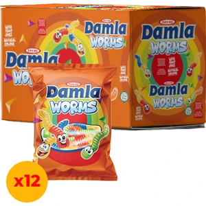 Damla Gummy Oily Worms 80 G Jel Şeker x12