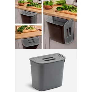 Dolap Içi Kapaklı Asılabilir Çöp Kovası, Dolap Kapağı Askılı Çöp Kutusu Füme 7 Litre