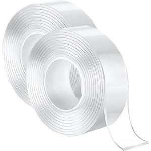 Nano Teknoloji Çift Taraflı Şeffaf Süper Güçlü Su Geçirmez Yıkanabilir Bant 1.8 Cmx3 Metre (2 Adet)