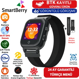 Z40 Görüntülü Görüşme Yüz Tanıma Gps Wıfı Konum Akıllı Çocuk Takip Saati Sim Kartlı - Siyah