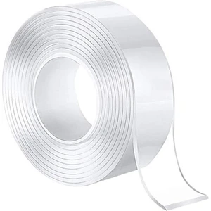 Nano Teknoloji Çift Taraflı Şeffaf Süper Güçlü Su Geçirmez Yıkanabilir Bant 1.8 cm x 3 Metre