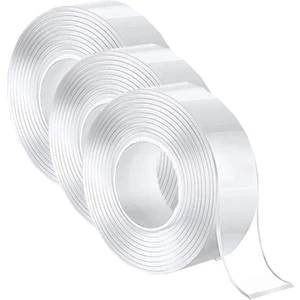 Nano Teknoloji Çift Taraflı Şeffaf Süper Güçlü Su Geçirmez Yıkanabilir Bant 1.8 Cmx3 Metre (3 Adet)
