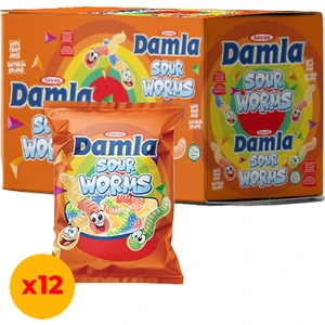 Damla Gummy Sour Worms 80 G Jel Şeker x12