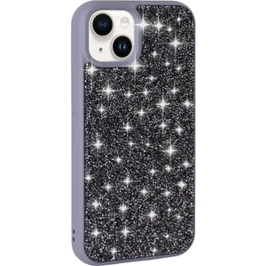 Case 4u Apple iPhone 13 Kılıf Parlak Taşlı Tasarım Pırlanta Kapak Gri