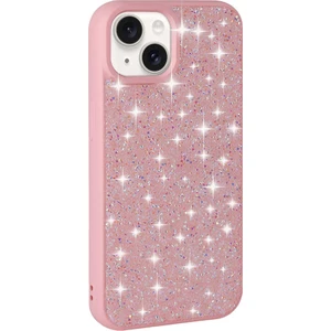 Case 4u Apple iPhone 15 Plus Kılıf Parlak Taşlı Tasarım Pırlanta Kapak Pembe