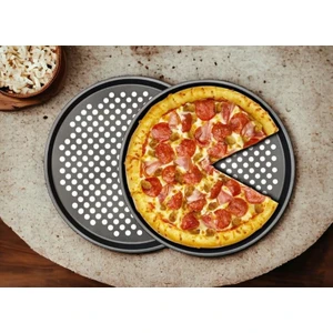 Pizza Pişirme Tepsisi  Yanmaz ve Yapışmaz Pizza Pan Oval Delikli Fırın Tepsisi