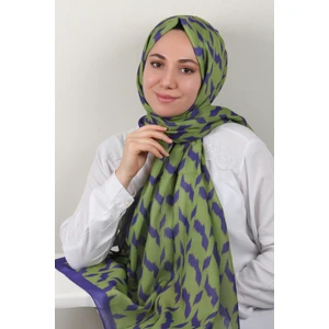 Soft Touch Şal 2776-24 Mor-Yeşil