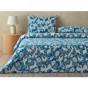 English Home Folk Jungle Çift Kişilik Nevresim Seti 200 x 220 cm Mavi
