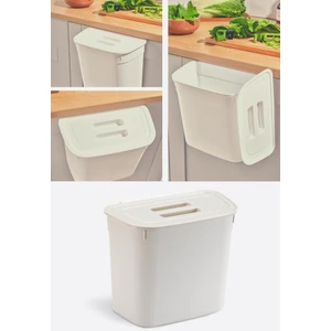 Dolap Içi Kapaklı Asılabilir Çöp Kovası, Dolap Kapağı Askılı Çöp Kutusu Krem 7 Litre